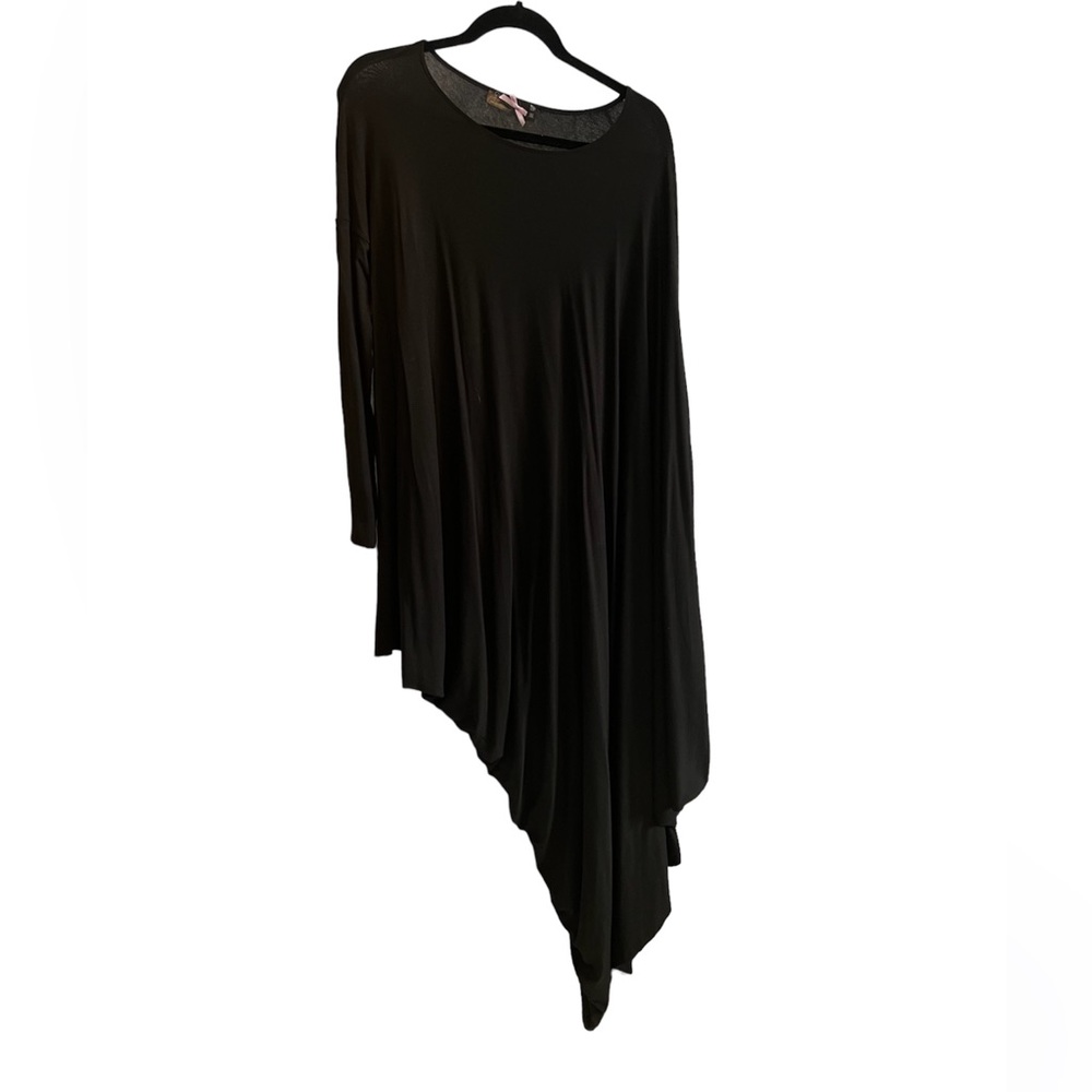 Asymmetrical Black T-shirt Dress